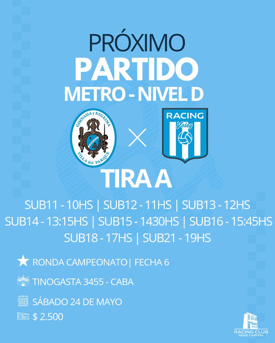 voleyracingclub's tweet photo. Les dejamos todo el fixture del fin de semana 

Vení a alentar a La Acade https://t.co/0ku5EJqyi4