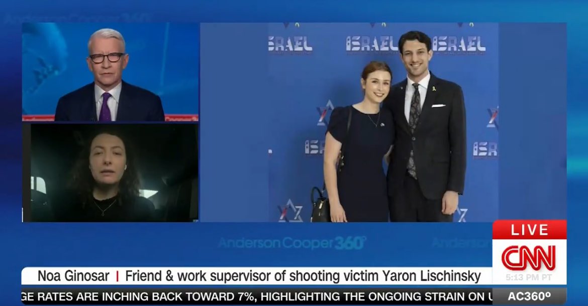 Rose Horowitz, #WomenToFollow💃🏼 (@rosehorowitz31) on Twitter photo Must watch. Such a moving interview on <a href="/AC360/">Anderson Cooper 360°</a>.
A close friend and co-worker describes how Yaron Lischinsky met Sarah Milgrim at the Israeli Embassy to the U.S. She was honored to be accompanying Lischinsky’s body back to Israel.
#JewishMuseum
#HateCrime
cc: Must watch. Such a moving interview on <a href="/AC360/">Anderson Cooper 360°</a>.
A close friend and co-worker describes how Yaron Lischinsky met Sarah Milgrim at the Israeli Embassy to the U.S. She was honored to be accompanying Lischinsky’s body back to Israel.
#JewishMuseum
#HateCrime
cc: