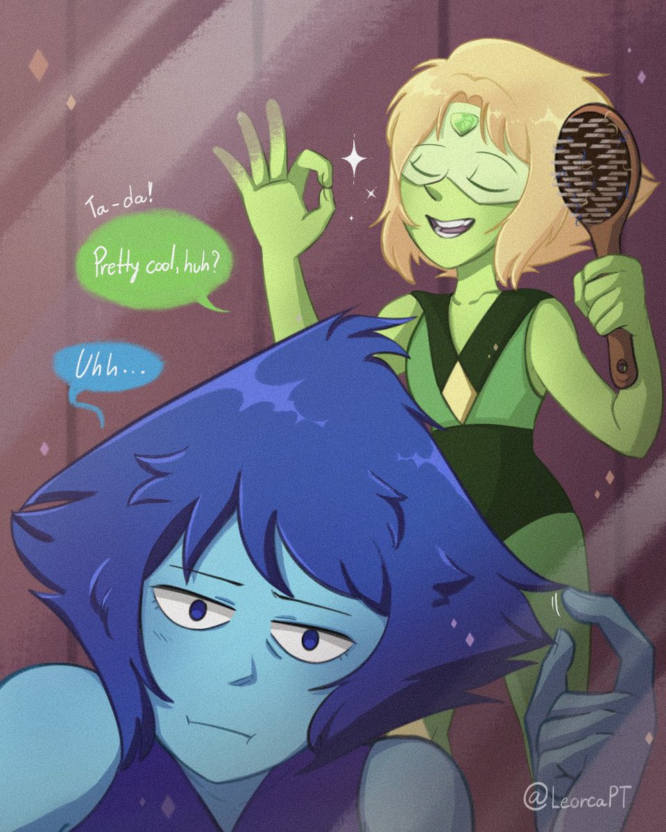 LeorcaPT's tweet photo. “ Do the same hairstyle as my roommate 💙💚 " [2/2]
#StevenUniverse #Lapidot https://t.co/M4JvATmdZM