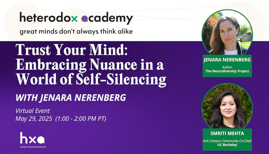 Jenara Nerenberg (@bopsource) on Twitter photo Virtual event for Trust Your Mind with <a href="/HdxAcademy/">Heterodox Academy</a> <a href="/hxaberkeley/">HxA Berkeley</a> <a href="/smreeteemehta/">Smriti Mehta</a> May 29th at 1pm PT — come for the spicy psych takes and register here hxaberkeley.org/events/trust-y… Virtual event for Trust Your Mind with <a href="/HdxAcademy/">Heterodox Academy</a> <a href="/hxaberkeley/">HxA Berkeley</a> <a href="/smreeteemehta/">Smriti Mehta</a> May 29th at 1pm PT — come for the spicy psych takes and register here hxaberkeley.org/events/trust-y…