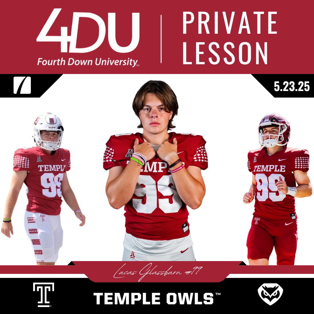 4th Down University™️ (@4thdownu) on Twitter photo Welcoming <a href="/Temple_FB/">Temple Football</a> K <a href="/Lucas_Glassburn/">Lucas Glassburn</a> tomorrow for private @trackmanfb training.
#TempleTUFF 🦉 Welcoming <a href="/Temple_FB/">Temple Football</a> K <a href="/Lucas_Glassburn/">Lucas Glassburn</a> tomorrow for private @trackmanfb training.
#TempleTUFF 🦉
