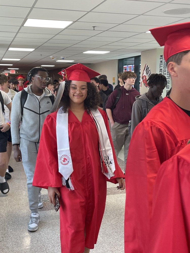 A sea of Rocket Red through the halls.