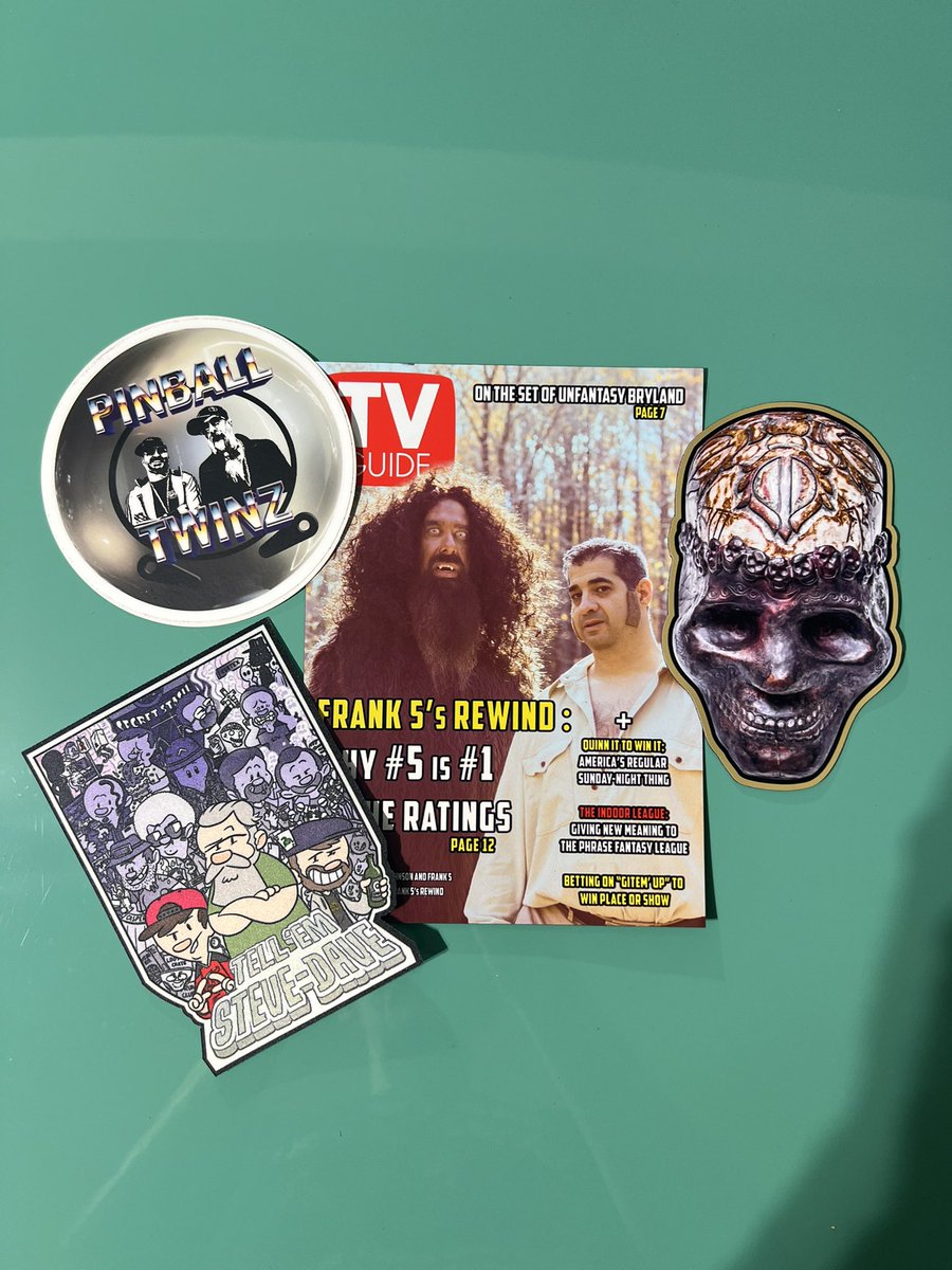 🛑 #Giveaway time! Like comment #TESD and repost to enter. Sweet skull #Frank5 magnet, <a href="/BQQuinn/">Brian Quinn</a> <a href="/TellEmSteveDave/">Bryan Johnson</a> pinball twinz sticker and patch. <a href="/DonovanTESD/">Donovan 4CD #8693🐜</a> <a href="/tesdgroupie/">TESDgroupie</a> <a href="/SModfan/">Curator</a> <a href="/GitEmSteveDave/">TheBrettMaherOfTweets</a> <a href="/sundayjeff/">booyah</a> <a href="/tmilo1982/">tom milo 🐜 #2749</a> spread the word please. Good luck 🍀 #Anthill