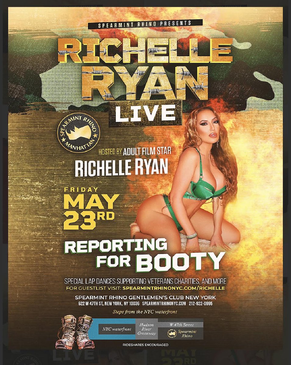 RICHELLE RYAN (@richelleryan) on Twitter photo #NYC Catch me TOMORROW Friday May 23 at <a href="/therhinonyc/">Spearmint Rhino NYC</a> as I host during Fleet Week! I'm SO excited to see all my NYC fans and cute Military boys Come party the night away with mama 🇺🇸❤️ #ReportingForBooty #NYC Catch me TOMORROW Friday May 23 at <a href="/therhinonyc/">Spearmint Rhino NYC</a> as I host during Fleet Week! I'm SO excited to see all my NYC fans and cute Military boys Come party the night away with mama 🇺🇸❤️ #ReportingForBooty