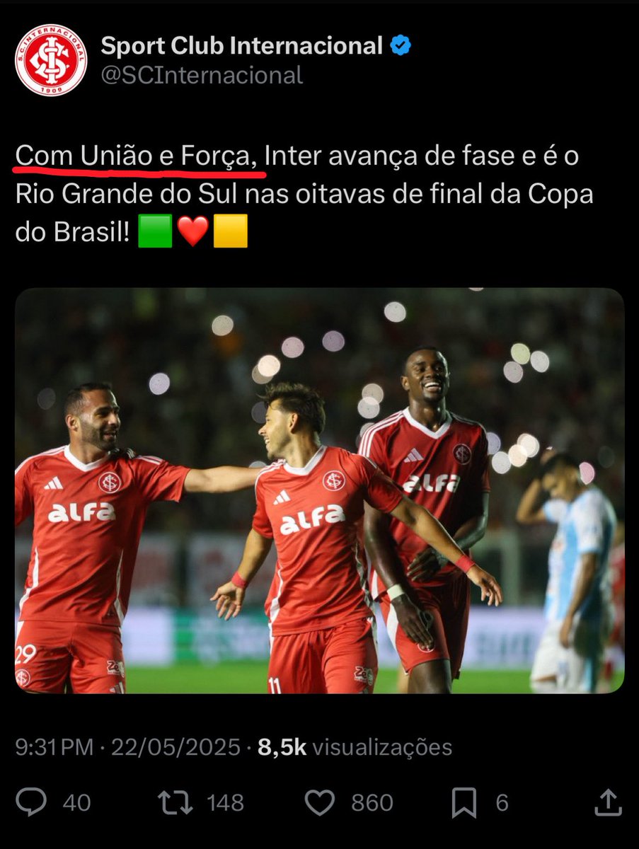 oocbrsao's tweet photo. postagem do inter em provocação a eliminação do grêmio para o csa https://t.co/6LJRpkHeqG