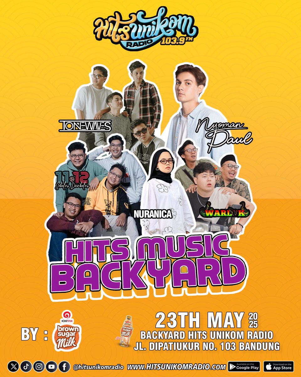 HITS MUSIC BACKYARD IS BACK‼️👋🏻
We’ve got the date! Mark your calendars:
📅 Jumat, 23 Mei 2025
⏰ 15:00 - 20:00
📍 Hits Unikom Radio Backyard
🎟️ Don’t worry IT’S FREE✨
#HitsUnikomRadio #RadioAnakMuda #KonserBandung #HitsMusicBackyard #EventBandung #SemuaHitsAdaDisini
