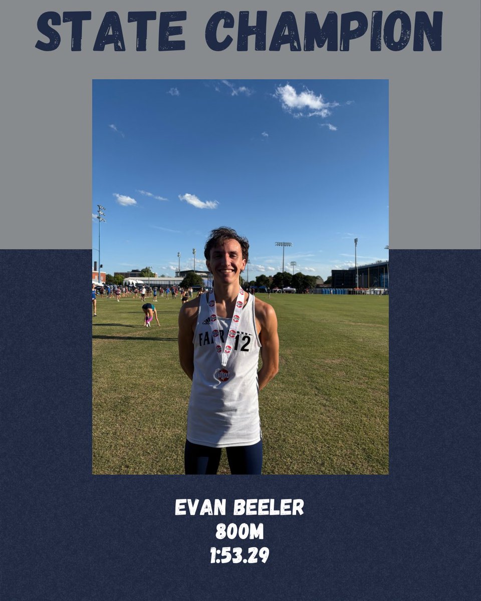 jack tate (@coachtatefhs20) on Twitter photo Big Time Congratulations to Farragut Track and Field senior EVAN BEELER! βοΈπββοΈπ₯
After winning the State Title in the 1600 Meter Run earlier this afternoon, Evan has now won the TSSAA State Championship in the 800 Meter Run! (1:53.29) πβοΈπββοΈ
β
2 State Titles in One Amazing Day! Big Time Congratulations to Farragut Track and Field senior EVAN BEELER! βοΈπββοΈπ₯
After winning the State Title in the 1600 Meter Run earlier this afternoon, Evan has now won the TSSAA State Championship in the 800 Meter Run! (1:53.29) πβοΈπββοΈ
β
2 State Titles in One Amazing Day!