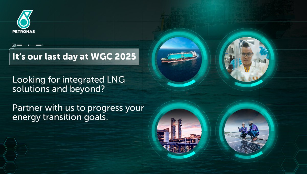 Whether its LNG, hydrogen, renewables, sustainable alternatives or CCS solutions, come and meet with us at #WGC2025 to see how we can support your energy transition goals. Join us on our last day at <a href="/Petronas/">PETRONAS</a> Booth, Level 1.