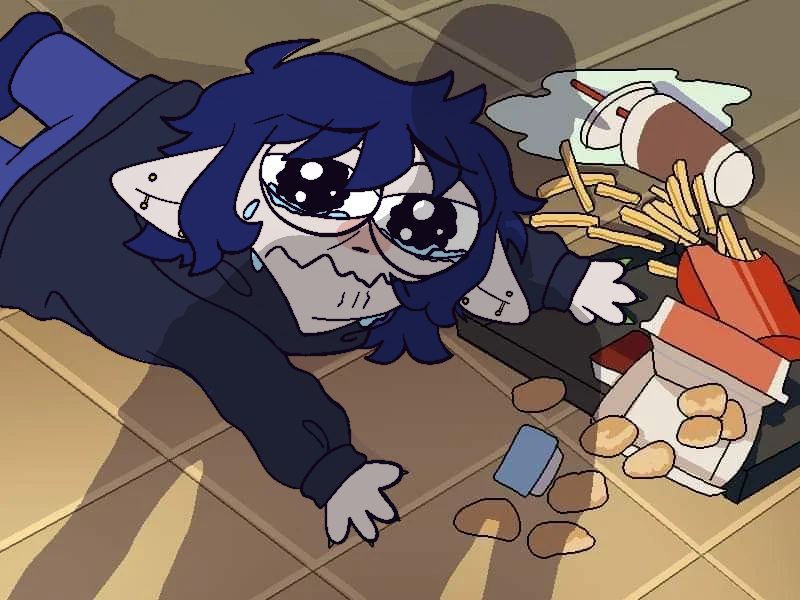 FallenRigel's tweet image. my user is actually a play on fallen angels and shooting stars, since my name is rigel and my sona is sometimes depicted with a crescent moon behind their head to resemble a halo!
without context though its just this . i falled :(