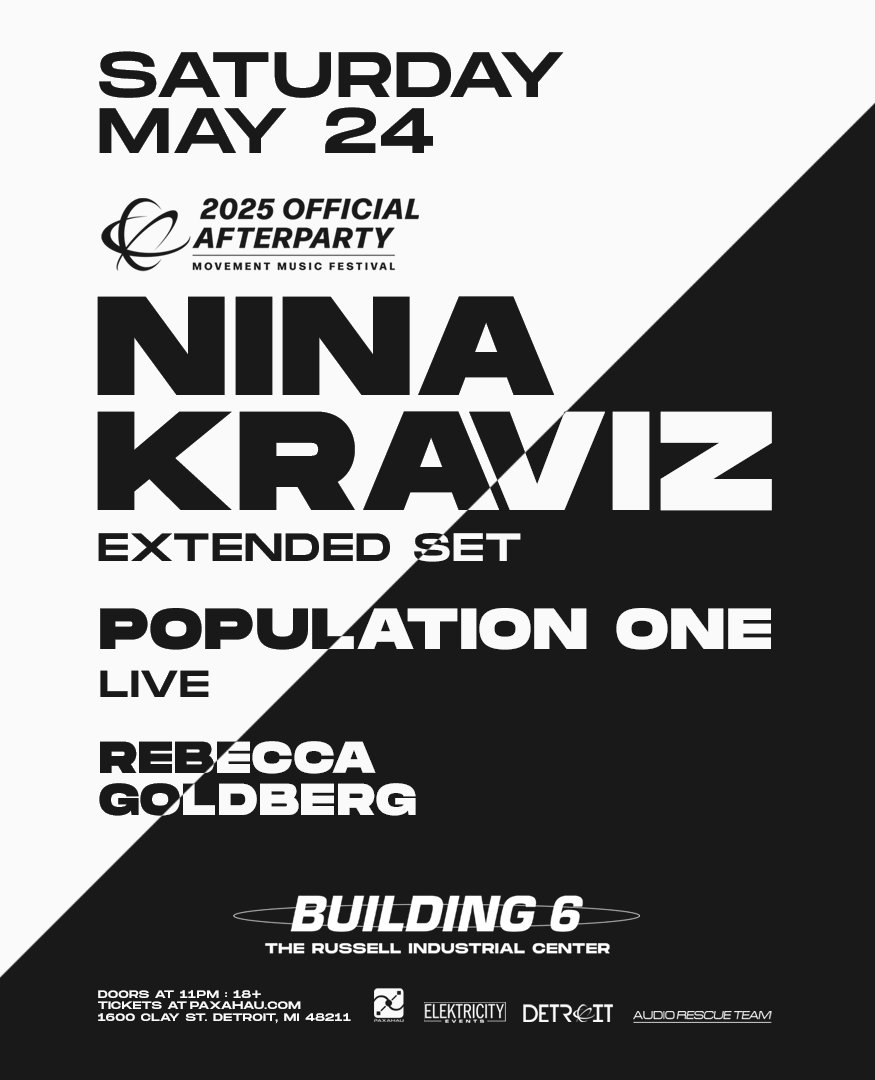 DJ + producer @ninakraviz has a world renowned reputation for her high-energy sets and acid infused tracks 🖤⁠
⁠
Catch her commanding Russell Industrial Center's Building 6 for an Official @movementdetroit Afterparty 💥⁠
⁠
📲 2 Venues 1 Ticket: paxahau.com