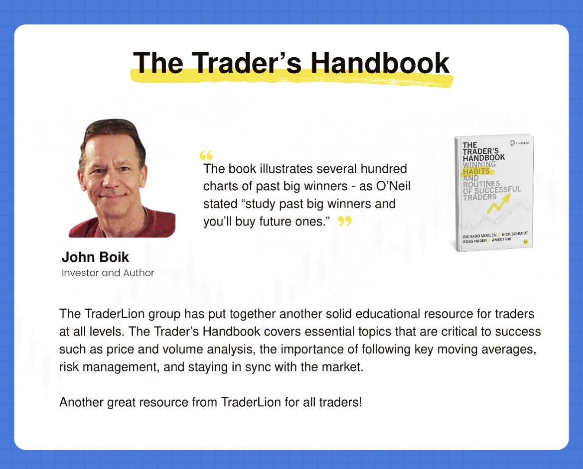 John Boik (@monsterstocks1) on Twitter photo Looking forward to the new book ‘The Trader’s Handbook’ by <a href="/TraderLion_/">TraderLion</a> coming out soon. Check it out - it’ll be a great resource for all traders!
go.traderlion.com/uilGP Looking forward to the new book ‘The Trader’s Handbook’ by <a href="/TraderLion_/">TraderLion</a> coming out soon. Check it out - it’ll be a great resource for all traders!
go.traderlion.com/uilGP