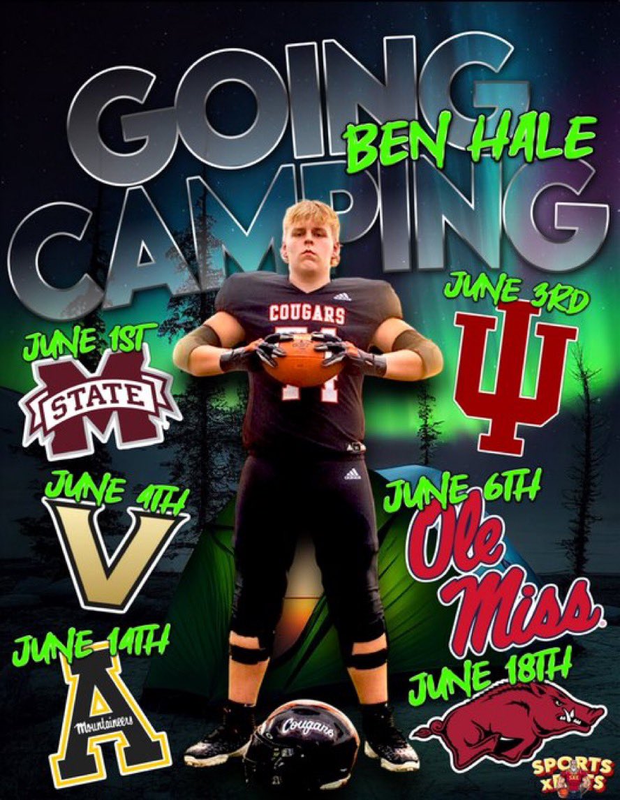 Ben Hale (@benhale74) on Twitter photo Absolutely blessed to have the opportunity to go compete at these camps this summer! Can’t wait! Let’s goooooo!!!!
<a href="/LoadholtPhil/">Phil Loadholt</a> <a href="/BenTawwater/">Ben Tawwater</a> <a href="/Coach_Ajax/">Alex Jackson III</a> <a href="/CoachLeedsIU/">Coach Zack Leeds</a> <a href="/Coach_AHiggins/">Alex Higgins</a> <a href="/Coach_Bostad/">Coach Bostad</a> <a href="/FBCoachK/">Chris Klenakis</a> <a href="/Coach_Nady/">Jeff Nady</a> <a href="/CoachGarrisonOL/">John Garrison</a> <a href="/CoachJames73/">Coach James</a> <a href="/CoachMonachino/">Sam Monachino</a> Absolutely blessed to have the opportunity to go compete at these camps this summer! Can’t wait! Let’s goooooo!!!!
<a href="/LoadholtPhil/">Phil Loadholt</a> <a href="/BenTawwater/">Ben Tawwater</a> <a href="/Coach_Ajax/">Alex Jackson III</a> <a href="/CoachLeedsIU/">Coach Zack Leeds</a> <a href="/Coach_AHiggins/">Alex Higgins</a> <a href="/Coach_Bostad/">Coach Bostad</a> <a href="/FBCoachK/">Chris Klenakis</a> <a href="/Coach_Nady/">Jeff Nady</a> <a href="/CoachGarrisonOL/">John Garrison</a> <a href="/CoachJames73/">Coach James</a> <a href="/CoachMonachino/">Sam Monachino</a>