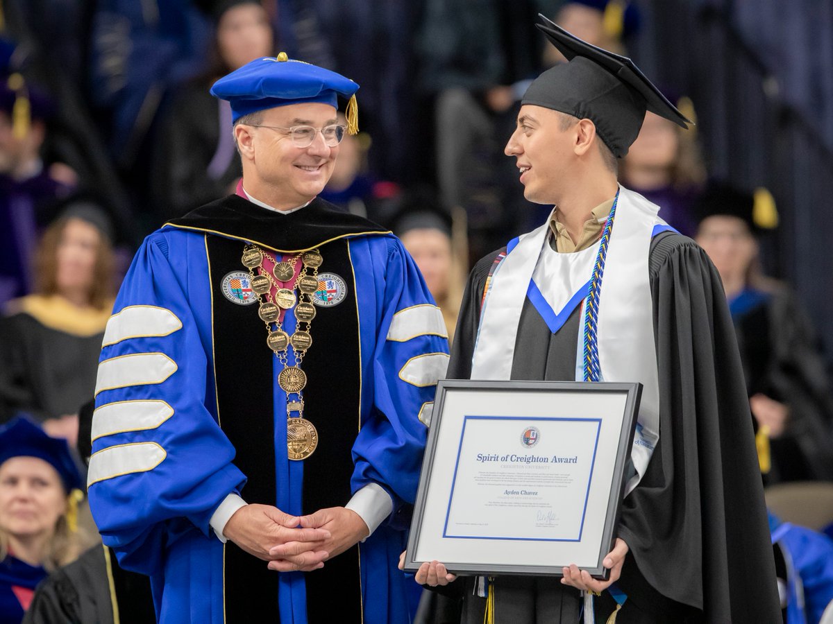 PresHendrickson's tweet image. Congratulations to the outstanding graduates who were recognized as our newest Spirit of Creighton Award winners during our 2025 commencement ceremonies. Well done, Brooke, Ayden, and Megan! You are Bluejays who exemplify what it means to be for and with others.