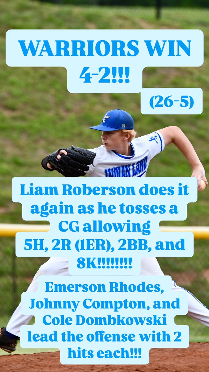 Indian Land Warriors Baseball (@ilhs_baseball) on Twitter photo Warriors even up the Upper State Championships vs <a href="/CatawbaRidgeBSB/">Catawba Ridge Baseball ๐</a> at 1-1!!! Warriors will play Saturday @ 1pm @ Home. <a href="/PrepBaseball_SC/">Prep Baseball South Carolina</a> <a href="/diamondprospect/">Diamond Prospects</a> <a href="/ILHS_Sports/">Indian Land HS Athletics</a> <a href="/BCAofSC/">SC Baseball Coaches</a> <a href="/liam_roberson27/">Liam Roberson</a> <a href="/JohnnyCompton22/">Johnny Compton</a> <a href="/cdom20_/">cole dombkowski</a> Warriors even up the Upper State Championships vs <a href="/CatawbaRidgeBSB/">Catawba Ridge Baseball ๐</a> at 1-1!!! Warriors will play Saturday @ 1pm @ Home. <a href="/PrepBaseball_SC/">Prep Baseball South Carolina</a> <a href="/diamondprospect/">Diamond Prospects</a> <a href="/ILHS_Sports/">Indian Land HS Athletics</a> <a href="/BCAofSC/">SC Baseball Coaches</a> <a href="/liam_roberson27/">Liam Roberson</a> <a href="/JohnnyCompton22/">Johnny Compton</a> <a href="/cdom20_/">cole dombkowski</a>