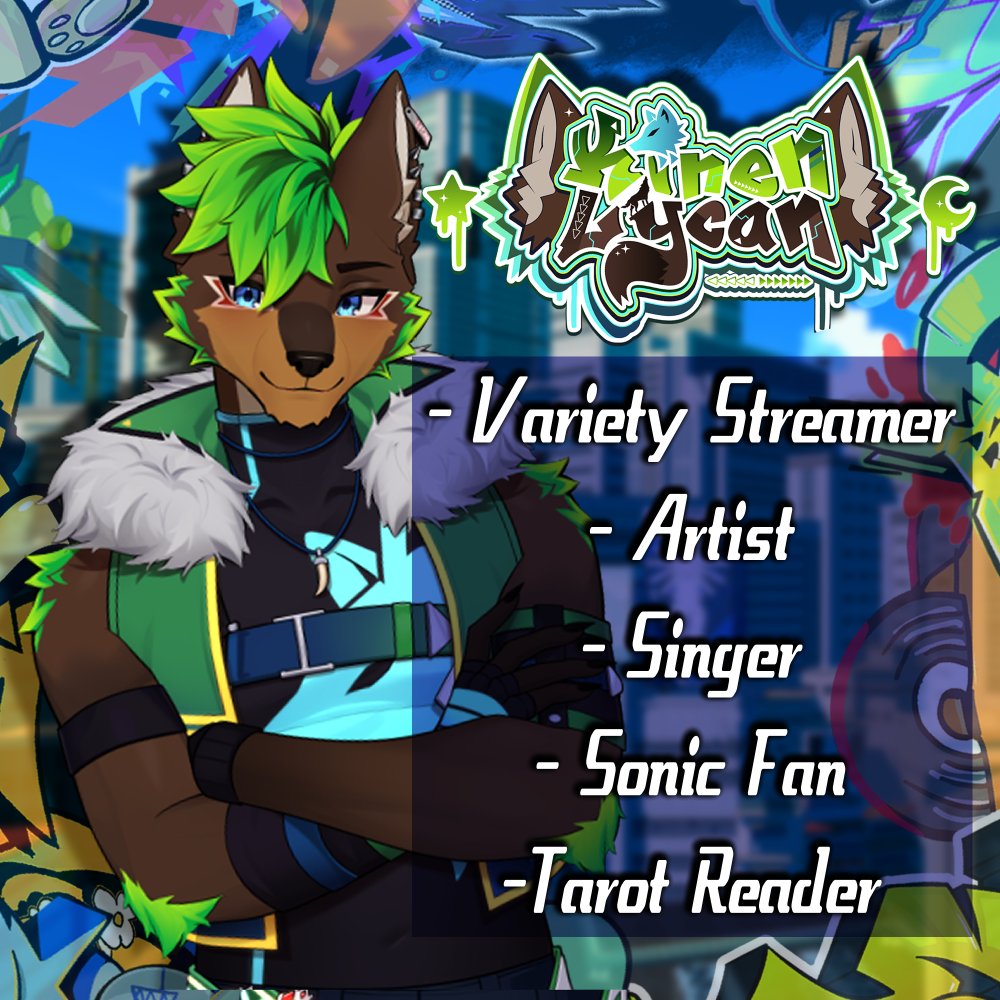 KinenLycan's tweet image. 🐺 How's it Goin'! 🔻
Name's Kinen Lycan, your friendly RGB Shibuya Punk Wolfman!
I'm a streamer, Artist, Singer, Sonic Fan, & Tarot Reader!
There's alot going on, so be sure to stop by and see what's up!
🎨#KinenLyCanvas
Credits, Socials, and Contacts in Reply!