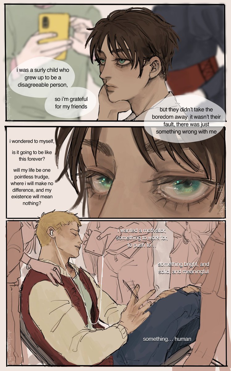 someone said my thread-style formatting is hard to read so here it is crammed into one post:
#ererei #aot #AttackOnTitan #ErenJaeger #reinerbraun