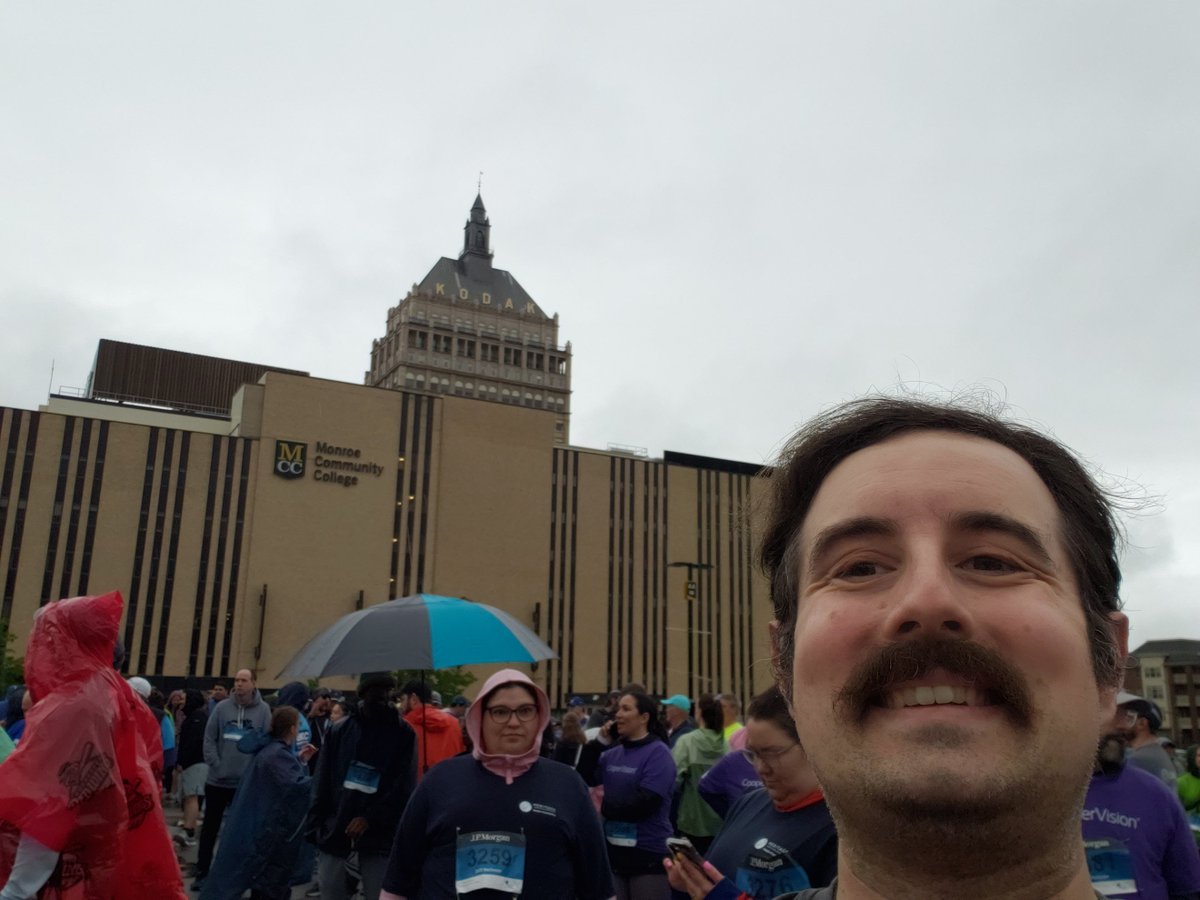 UberHobber's tweet photo. Ran the local Corporate Challenge today. Very soaked, but happy to be back running after surgery a year ago! #KFPChickenRun https://t.co/kshTbKGiRZ