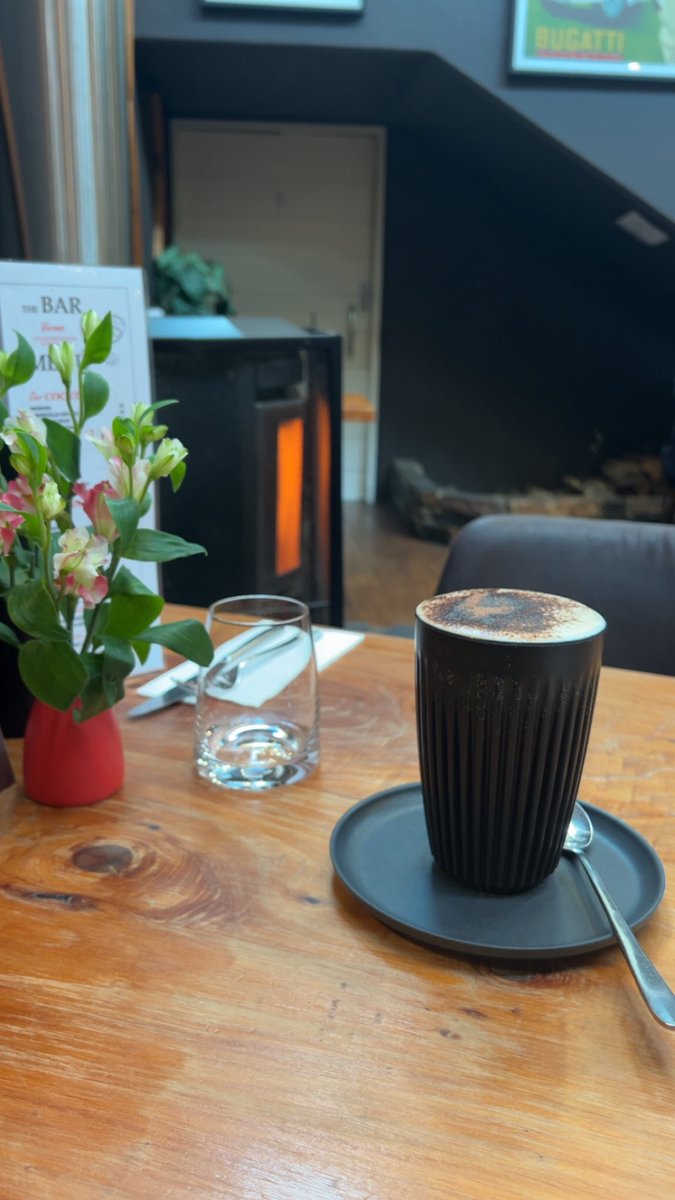 Treating myself to a nice coffee by the fireplace after my haircut. Who’d like to come join me? ☕️