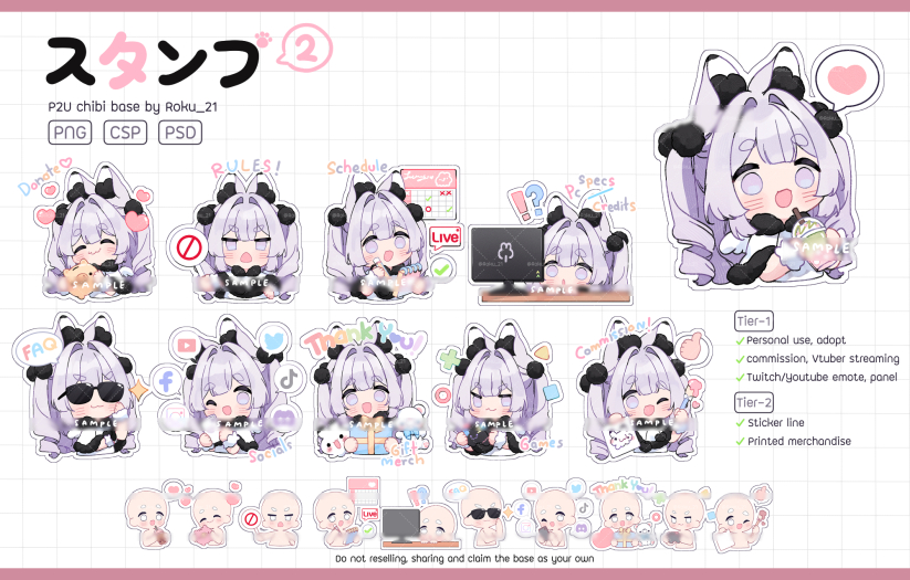 [P2U] スタンプ ・ chibi base 02
#VGenShop 
To enter: 
follow + ↻ + 🤍
comment is optional, not necessary 

4 winners will get your oc chibi on base
(you can choose 1 base / end May31) 

🔗sh♡p link below～