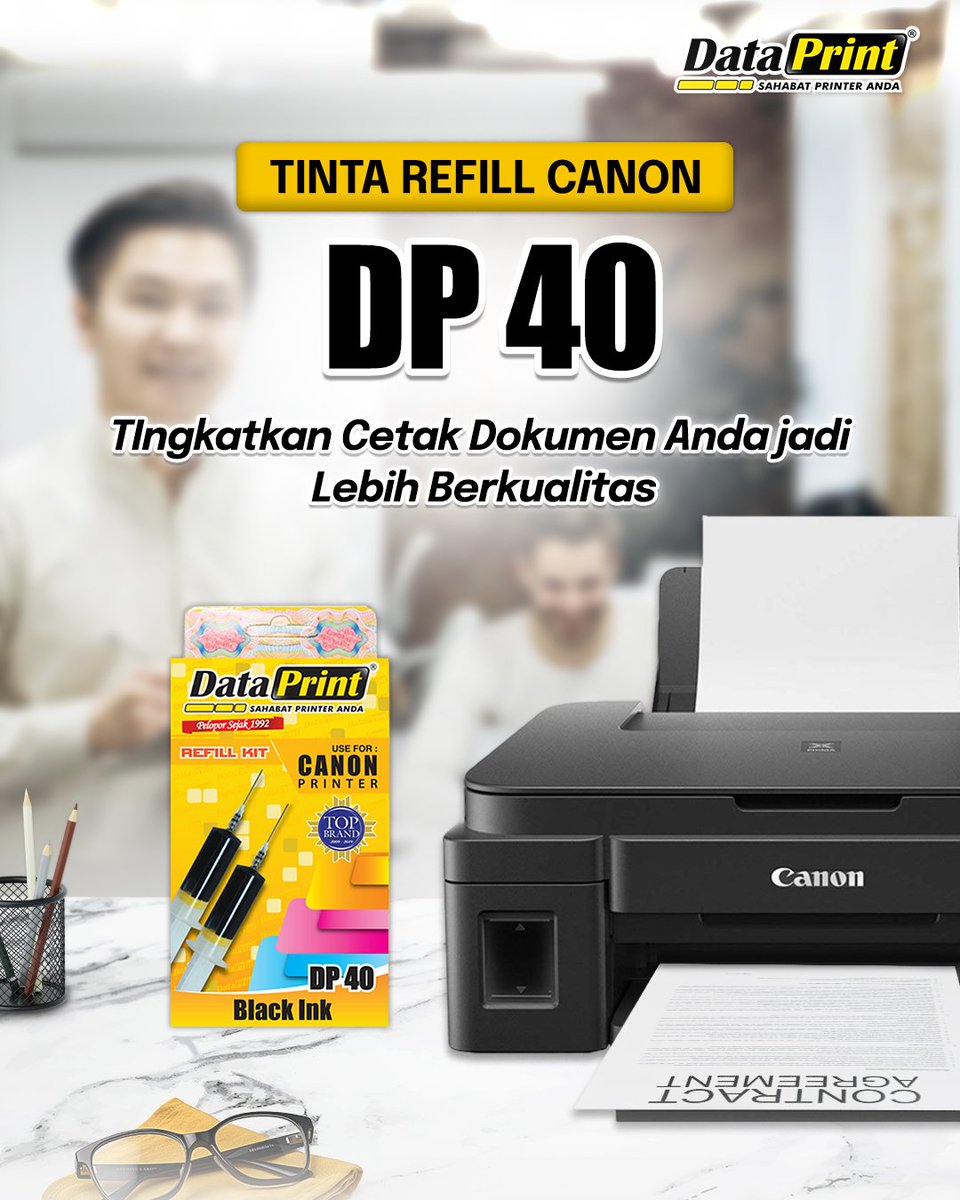 dataprintindo's tweet image. DataPrint Tinta Refill CANON DP40 (black) Tinta Suntik Original Refill untuk semua tipe printer Canon.

1 kemasan DP40 terdiri dari 2 tabung tinta warna hitam. Masing - masing tabung bervolume 20 ml.

#produk #dataprint #produkdataprint #tintacanon #tintarefillcanon