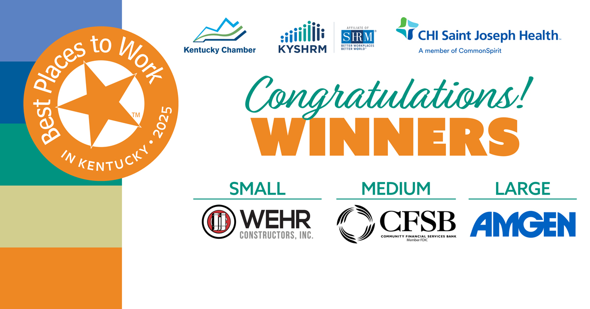 Best Places to Work (@bestplacesky) on Twitter photo That’s a wrap on the 21st Annual Best Places to Work in Kentucky celebration! A huge congratulations to our #1 winners in each category:
🏆 Small Company – <a href="/WehrConstructor/">Wehr Constructors, Inc.</a>
🏆 Medium Company – @cfsbank
🏆Large Company – <a href="/Amgen/">Amgen 🧪🔬🧬</a>
#BestPlacesKy That’s a wrap on the 21st Annual Best Places to Work in Kentucky celebration! A huge congratulations to our #1 winners in each category:
🏆 Small Company – <a href="/WehrConstructor/">Wehr Constructors, Inc.</a>
🏆 Medium Company – @cfsbank
🏆Large Company – <a href="/Amgen/">Amgen 🧪🔬🧬</a>
#BestPlacesKy