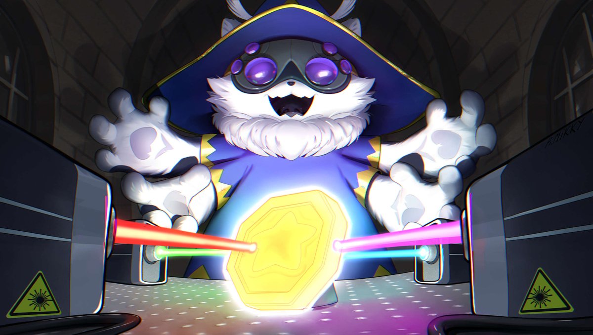 🔦Playing with lights and lasers in this comm! 
Lately I've been getting dark scenes to work on — not what I'm used to, but I'm starting to enjoy them.
Also added some chromatic aberration because.. shiny things go brr