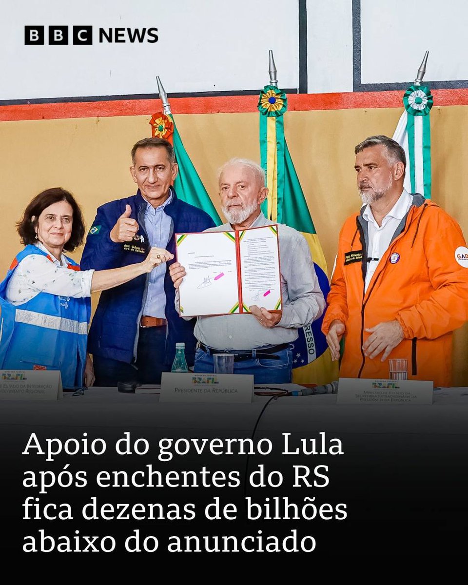 JadsonBastos's tweet image. 🚨 Apoio do governo Lula ao RS fica abaixo do anunciado. Reportagem da BBC aponta R$ 37 bilhões inflados por medidas não implementadas ou duplicadas, com falta de transparência. 📰 #RioGrandeDoSul #Enchentes