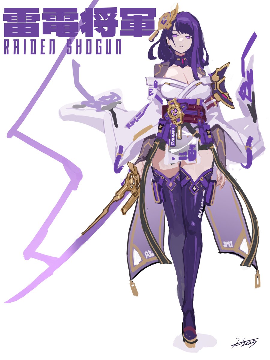 雷神バアル 「 RAIDEN SHOGUNThumbnail Design#原神 」|HICHIのイラスト