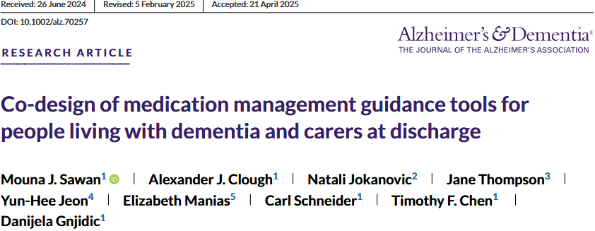 Alexander Clough (@_alexclough) on Twitter photo Thrilled to share our new paper that details, for the first time, the co-design of novel medication management information tools for and with people with dementia & carers.
Free in the latest issue of Alzheimer's & Dementia, the journal of <a href="/alzassociation/">Alzheimer's Association</a> doi.org/10.1002/alz.70… Thrilled to share our new paper that details, for the first time, the co-design of novel medication management information tools for and with people with dementia & carers.
Free in the latest issue of Alzheimer's & Dementia, the journal of <a href="/alzassociation/">Alzheimer's Association</a> doi.org/10.1002/alz.70…