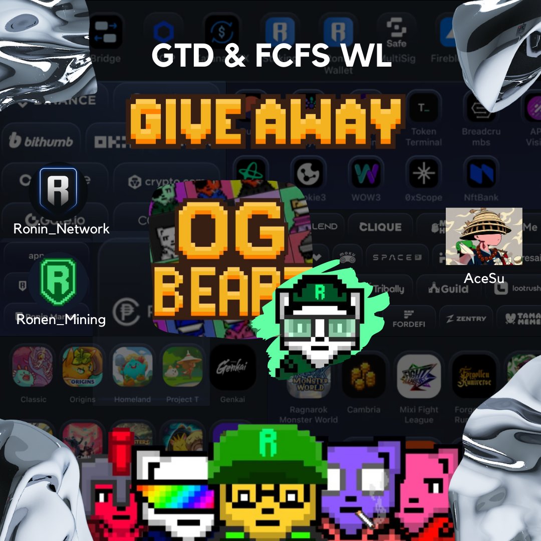 acstro_official's tweet photo. Collaboration with @OgBearz 

Giveaway 1 GTD & 2 FCFS 

How to join?

= Follow @acstro_official  & @OgBearz 

= Like, RT, & Tag 3 friends
= Comment your RON Wallet Address (Not RNS)

= Join to Ronen Discord: 
https://t.co/qP6Cm1cKfZ

:Ends in 12 hours:

@OgBearz NFT Details:

= Supply: 1,111
= 1/1 (Unique): 22
= GTD & FCFS Price: 25 RON
= Public Price: 30 RON
= Mint Date: May 26th

GTD - Guaranteed to mint 1 NFT
FCFS - First users to mint (First come, first served)