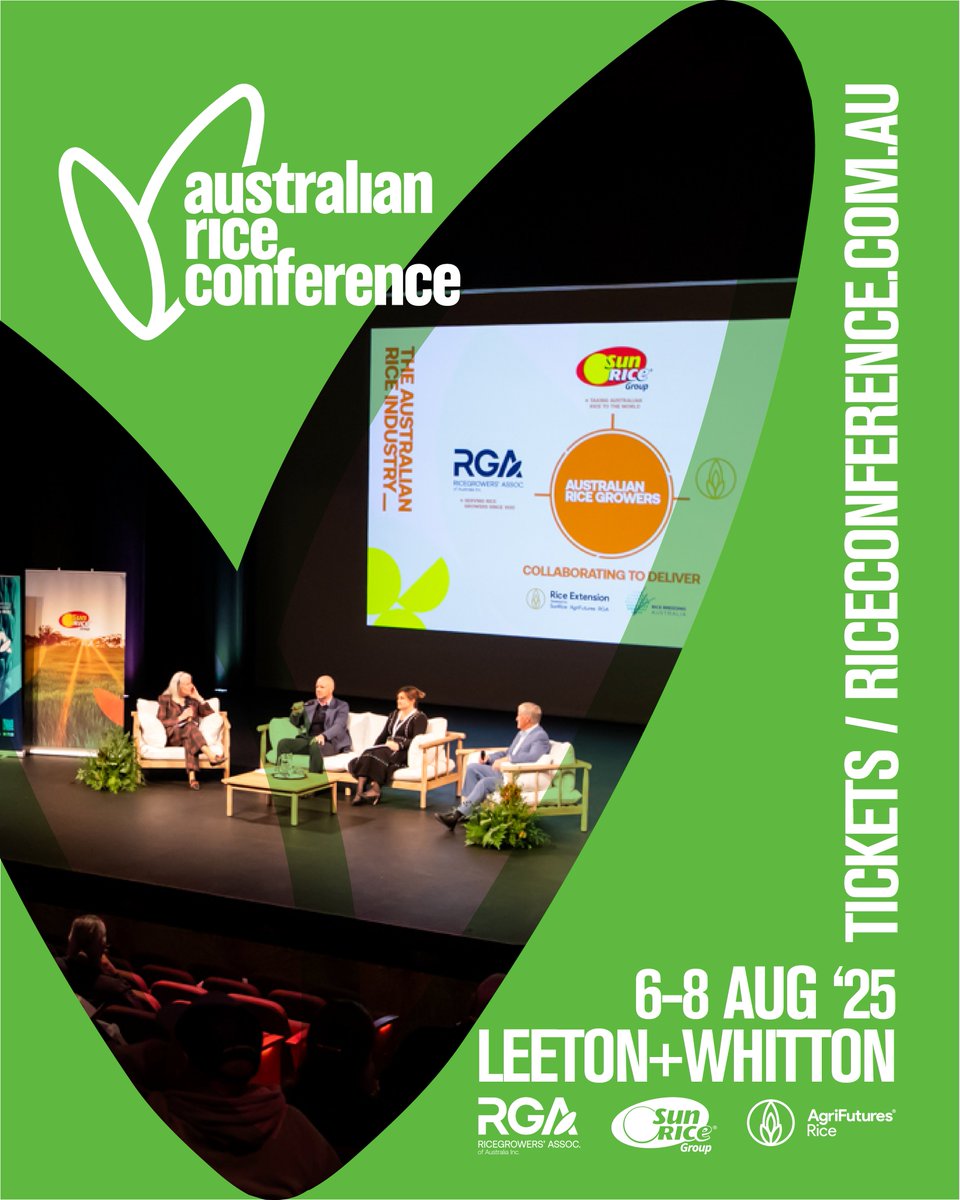 🌾Join us at the 2025 Australian Rice Conference.

100 years of Australian rice – and we’re just getting started!

🎟️ Early bird ends 31 May!

riceconference.com.au

#RiceConference2025 #100YearsOfRice #AgEvents