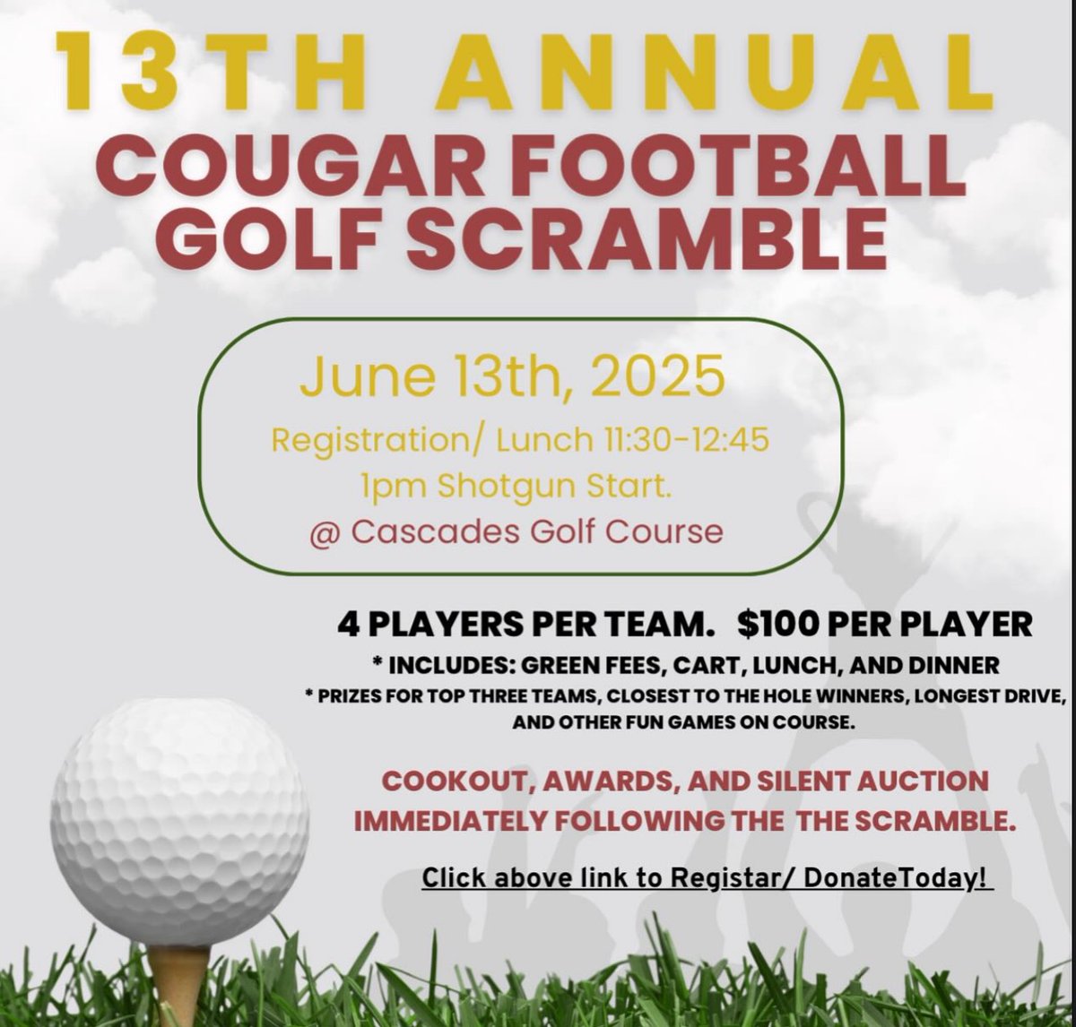 CoachSpurge's tweet image. Hit the links with @BHSNFootball!
June 13th, 2025 at Cascades Golf Course!
Registration: docs.google.com/forms/d/e/1FAI…