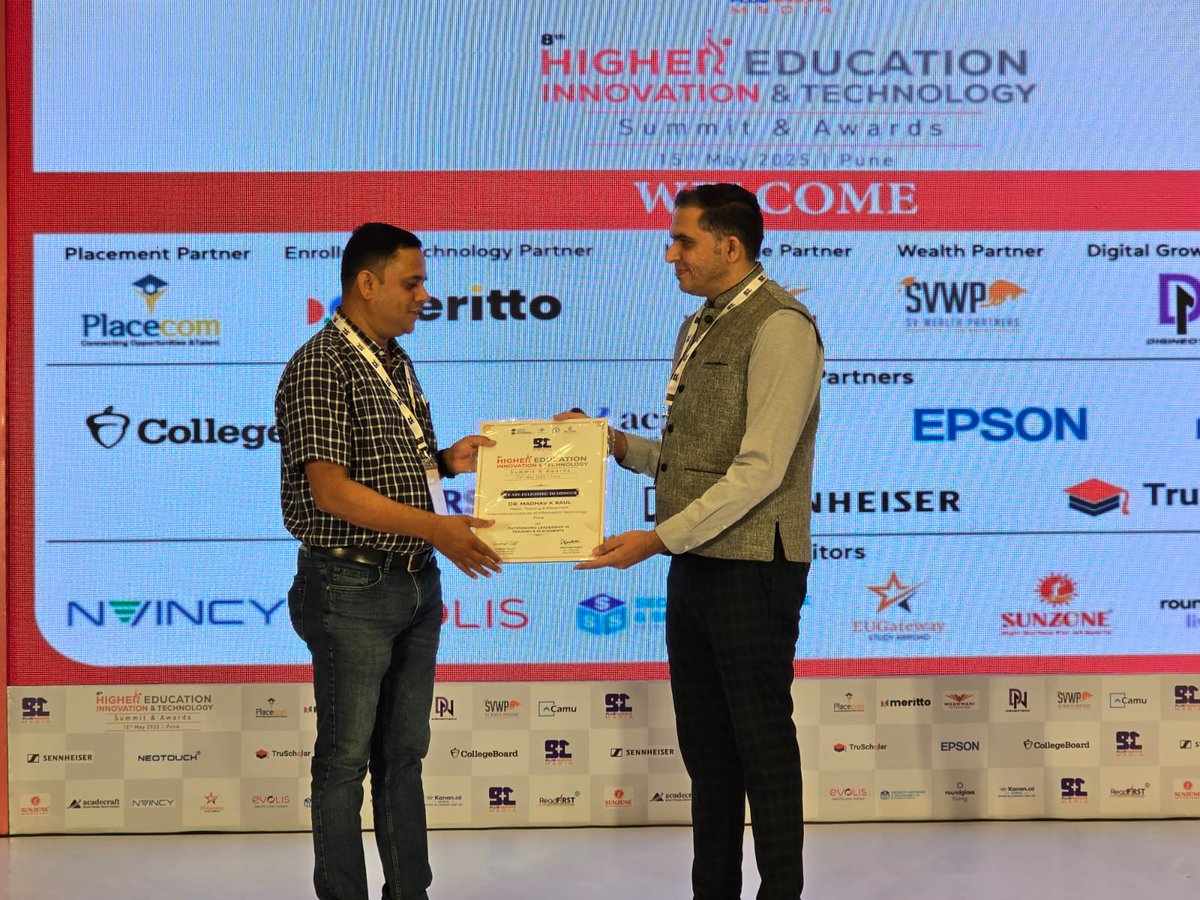 Congratulations Dr. Madhav Raul on being honoured with the Outstanding Leadership in Training &amp; Placements Award at the prestigious 8th Higher Education Innovation and Technology Summit. 
#i2it #isquareitpune #engineersedge #I2ITPune #LeadershipAward