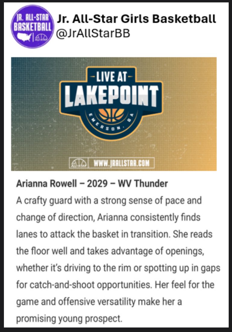 Thank you <a href="/JrAllStarBB/">Jr. All-Star Girls Basketball</a>  for the write up! The work continues…