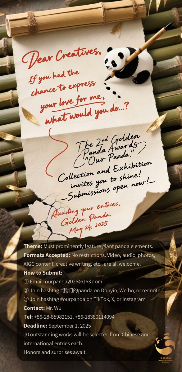 PandaVox_'s tweet photo. "The 2nd Golden Panda Awards - 'Our Panda' online submission campaign kicks off on May 24! Join us now!"#goldenpandaawards #ourpanda https://t.co/x0f6ezRsgK
