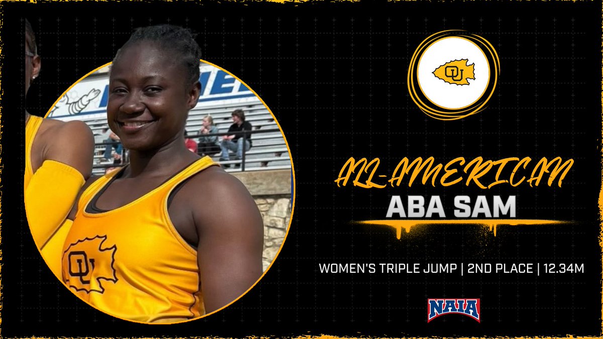 Braves Athletics (@bravesathletics) on Twitter photo Aba Sam of <a href="/OttawaXCTF/">Ottawa XC/TF</a> is an All-American! She finished second in the women's triple jump with a jump of 12.34m.
#BraveNation Aba Sam of <a href="/OttawaXCTF/">Ottawa XC/TF</a> is an All-American! She finished second in the women's triple jump with a jump of 12.34m.
#BraveNation