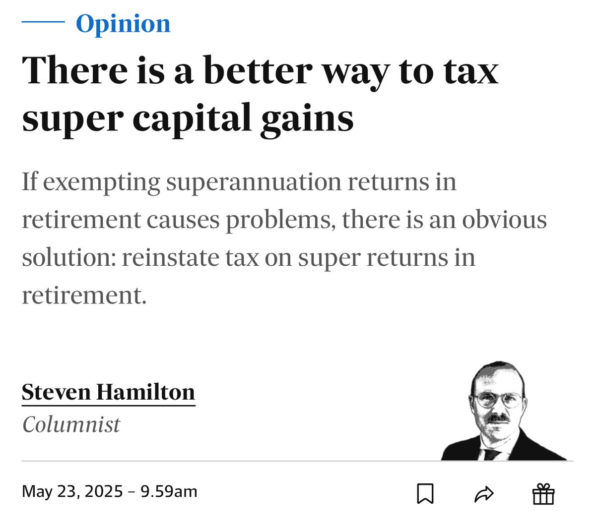 Steven Hamilton (@shamiltonian) on Twitter photo My piece in Mondayâs <a href="/FinancialReview/">Financial Review</a>, in which I lay out the basic economics of capital taxation, explain the trade-off inherent in the governmentâs proposal to tax unrealized gains and propose a more principled solution to the problem itâs intended to solve. Link in next tweet. My piece in Mondayâs <a href="/FinancialReview/">Financial Review</a>, in which I lay out the basic economics of capital taxation, explain the trade-off inherent in the governmentâs proposal to tax unrealized gains and propose a more principled solution to the problem itâs intended to solve. Link in next tweet.