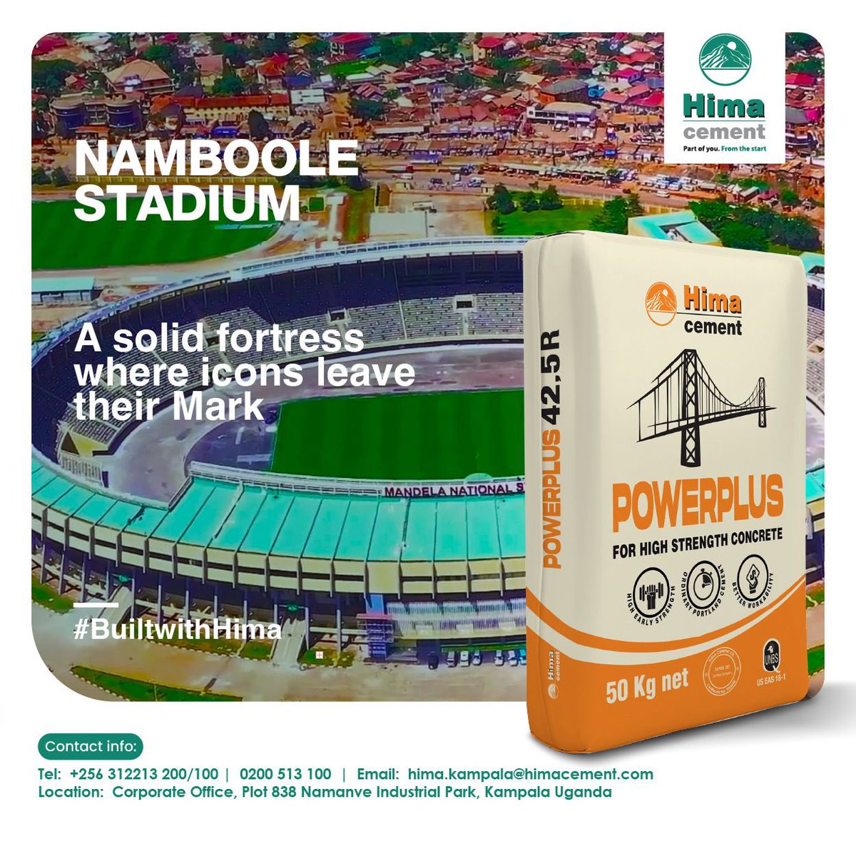 JBNyamate's tweet photo. Are you aware that legends leave their mark on @HimaCement? Mandela Stadium is supported by the same PowerPlus trusted by CCCC on massive infrastructure projects across Uganda. When performance matters, professionals choose Hima
#PowerPlus #BuiltWithCement
https://t.co/UCljfYt5vb https://t.co/a1PYQdwM8j