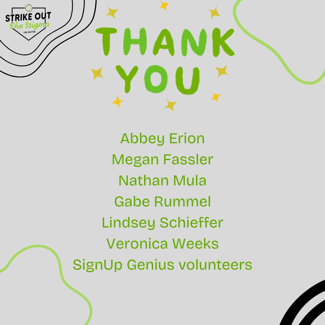 StrikeStigma's tweet image. We are extending a HUGE thank you to all of our outstanding partners!! These amazing organizations and individuals offered their services, time, and resources to mental health awareness and community outreach - without them, Strike Out the Stigma would not be possible.💚