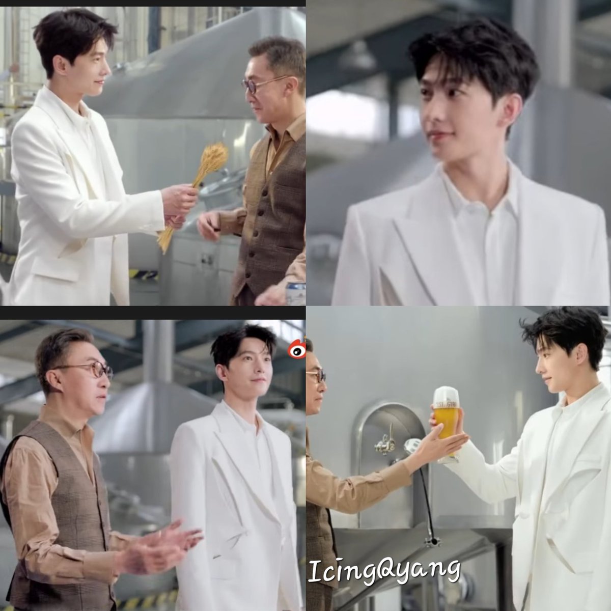 icingquinyang2's tweet image. #YangYang杨洋 in a pristine white suit visits the head #BrewMaster at the distillery plant  of #TSINGTAOBEER. Learning about being beer. #influencer #brandambassador