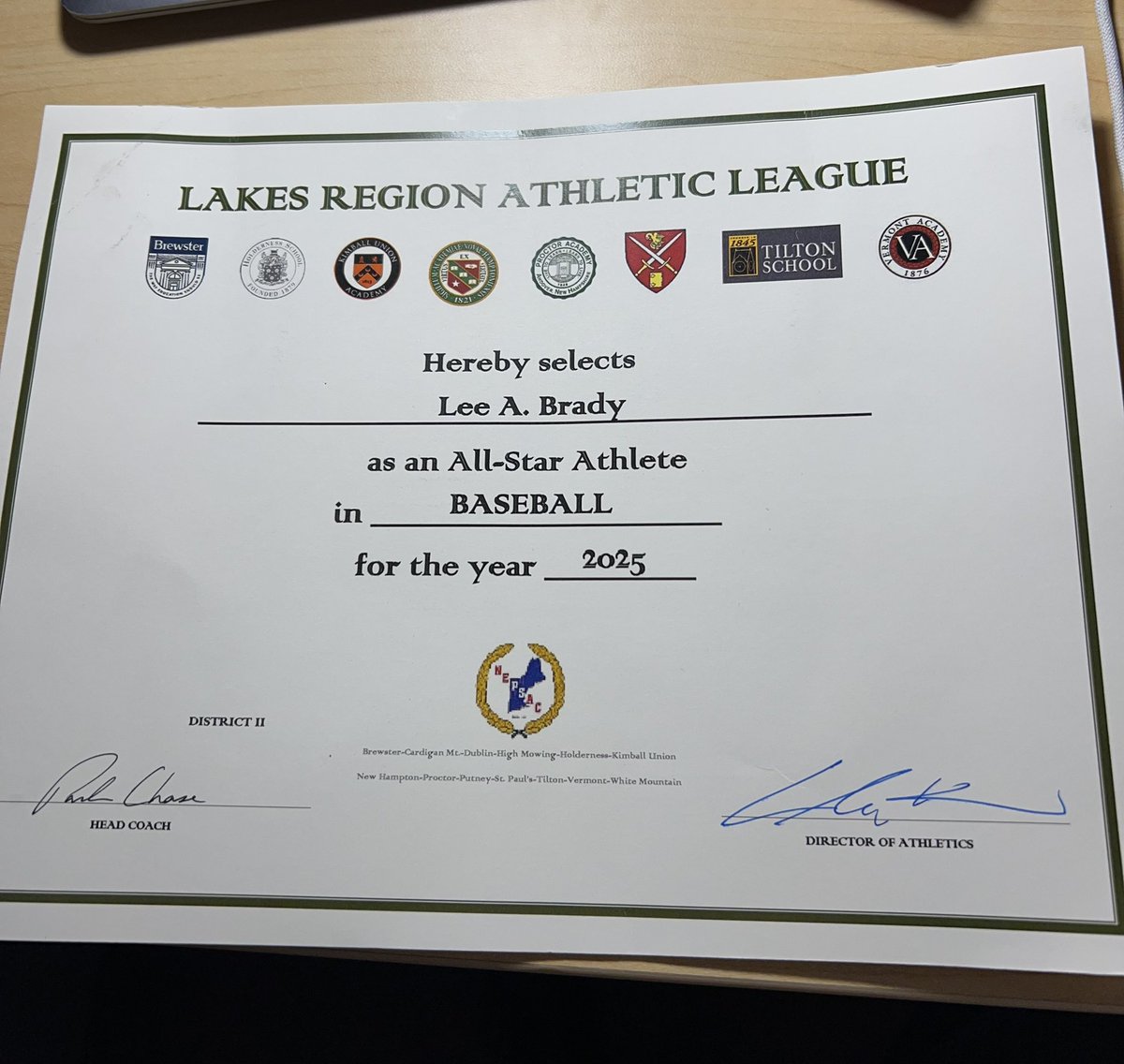 andersonbrady_'s tweet image. After a great year with a fantastic group of guys.
I am honored to be selected All-Nepsac and Lakes Region All-Star.
Season Stats:
AVG: .381
OBP: .485
HR: 1
Hits: 21
SB: 17
RBI: 15
OPS: .933
