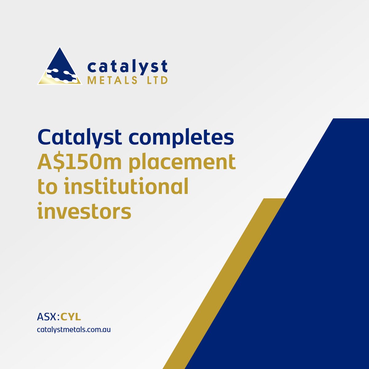 #ASXNews

$CYL.AX has received firm commitments for an institutional placement to raise A$150 million.

The proceeds allow #CYL to execute its growth plans and pursue growth initiatives without placing pressure on its balance sheet.

Read more: loom.ly/5mJoVso

#ASX