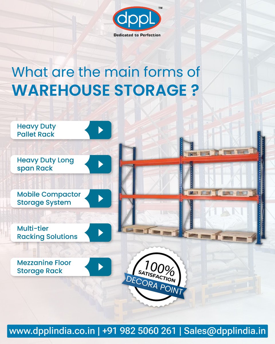 DecoraPointPvt's tweet image. Maximise warehouse efficiency with DPPL! From pallet racks to mezzanine systems – we’ve got the perfect solution ✅ Boost space &amp;amp; streamline operations.
📞 +91 982 5060 261 | 🌐 dpplindia.co.in | 📧 Sales@dpplindia.in
#DPPL #SmartStorage #DecoraPoint