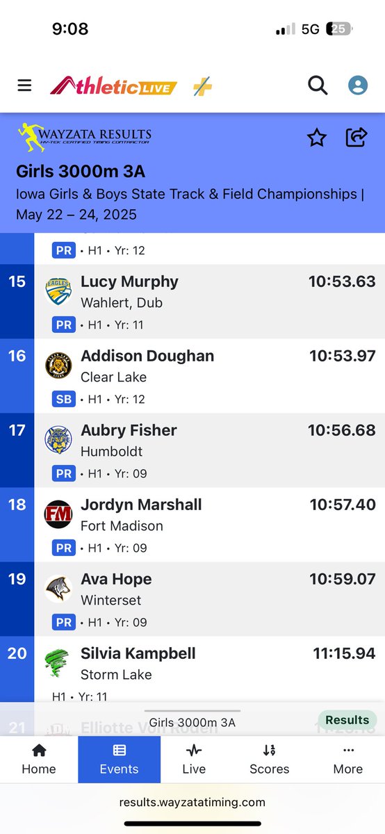 Addie Doughan opened up the State meet for the Lady Lions moving up from 23rd to a 16th place finish in the 3k! Great work Addie!