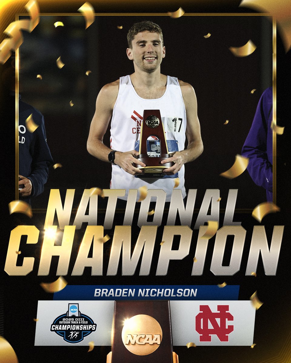 NATIONAL CHAMPION🏆 

Braden Nicholson of @ncc_athletics is the men's 10K champion with a time of 29:20.59!

#WhyD3 | #D3tf