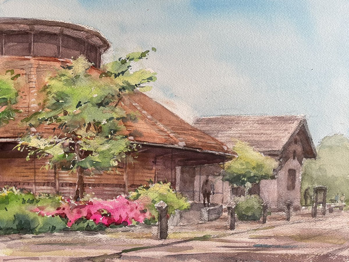 oo_danbo's tweet photo. 文化創造アトリエ　＃水彩画　＃透明水彩画　＃wartercolor ＃wartercolorpaintng  ＃建築　＃アミーゴ https://t.co/zMilnOq0Q4