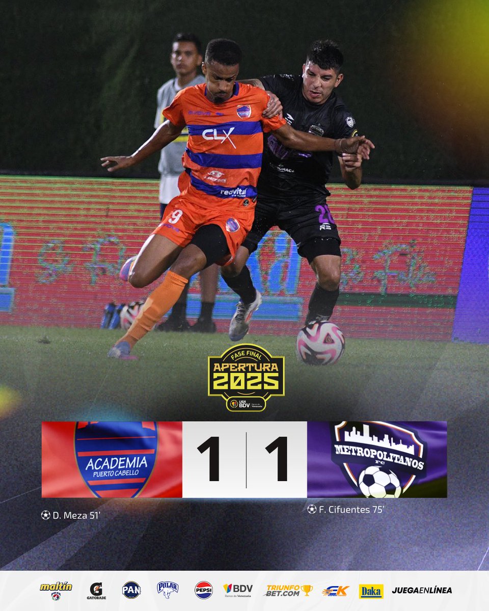 Liga Banco de Venezuela (@ligafutve) on Twitter photo ⚔️ • <a href="/la_academiapc/">Academia Puerto Cabello</a> y <a href="/Metropolitanos_/">Metropolitanos Fútbol Club</a> no se sacaron ventajas y terminaron igualados en La Bombonerita
#LigaBancoDeVenezuela ⚔️ • <a href="/la_academiapc/">Academia Puerto Cabello</a> y <a href="/Metropolitanos_/">Metropolitanos Fútbol Club</a> no se sacaron ventajas y terminaron igualados en La Bombonerita
#LigaBancoDeVenezuela