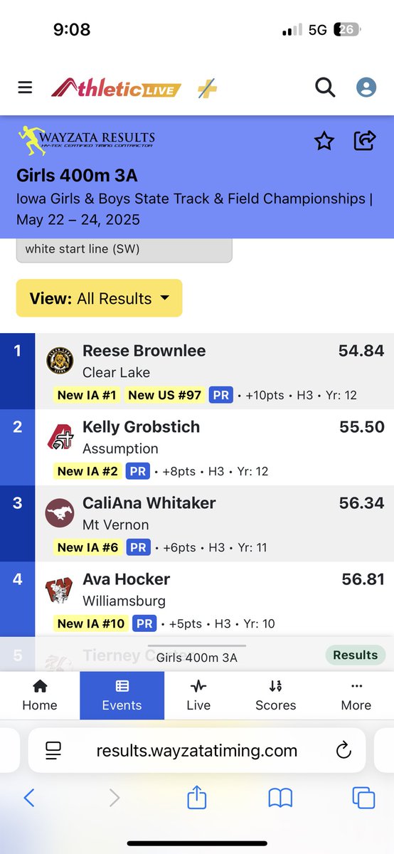 Reese Brownlee crowned champ once again!  Congratulations on an outstanding 400m performance! 🔥
