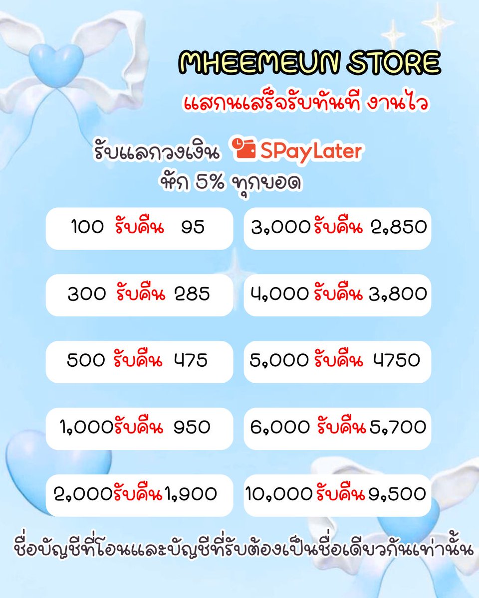 MMheeMeunn's tweet photo. ୨ৎ รับแลกเงิน หักแค่ 5% ไม่มีขั้นต่ำ รับเงินทันทีไม่ต้องรอบงานไว ✅ ยอดเยอะ

สงสัยตรงไหนสอบถามได้เลยไม่ต้องกลัวแม่ค้าจะวีนนะงับ

#หมีมึนมั้ยนะ #แลกวงเงินspaylater #แลกเงิน #แลกวงเงินshopee https://t.co/CQaIfzQ03p
