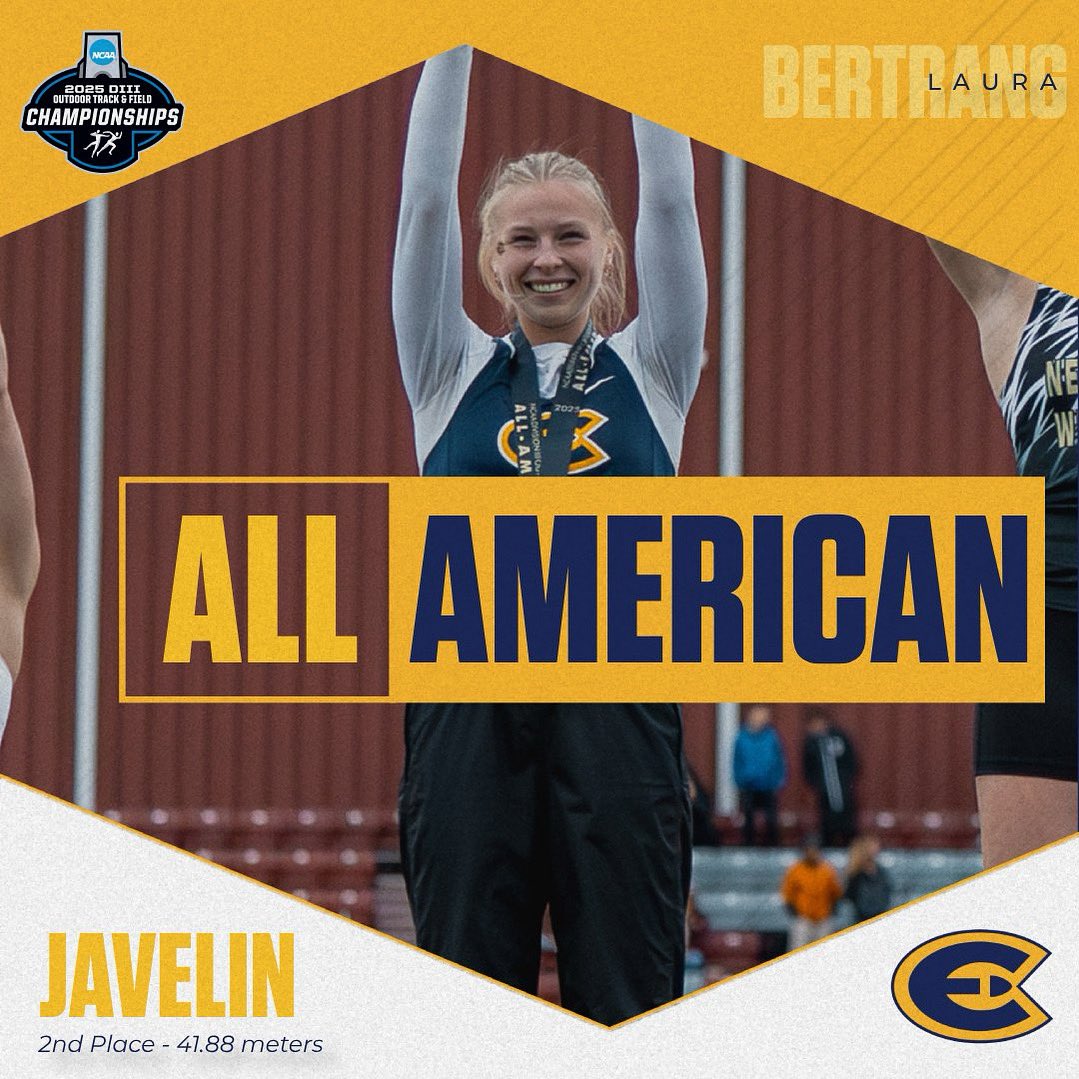 UWEC Athletics (@uwecblugolds) on Twitter photo Now that’s a debut!
Competing in her first Outdoor Championships, Laura Bertrang earns All-America honors with her runner-up performance and 41.88 javelin throw!
<a href="/uwectrack/">Blugold Track & Field</a> | #RollGolds Now that’s a debut!
Competing in her first Outdoor Championships, Laura Bertrang earns All-America honors with her runner-up performance and 41.88 javelin throw!
<a href="/uwectrack/">Blugold Track & Field</a> | #RollGolds